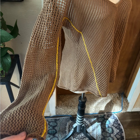 Brown Knit V-Neck Sweater - Picture 7 of 12